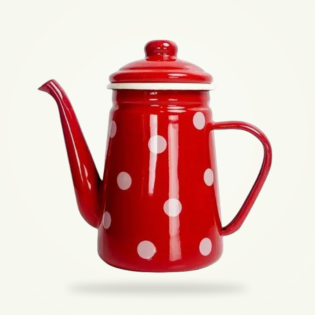 A vintage gas stove kettle built to charm