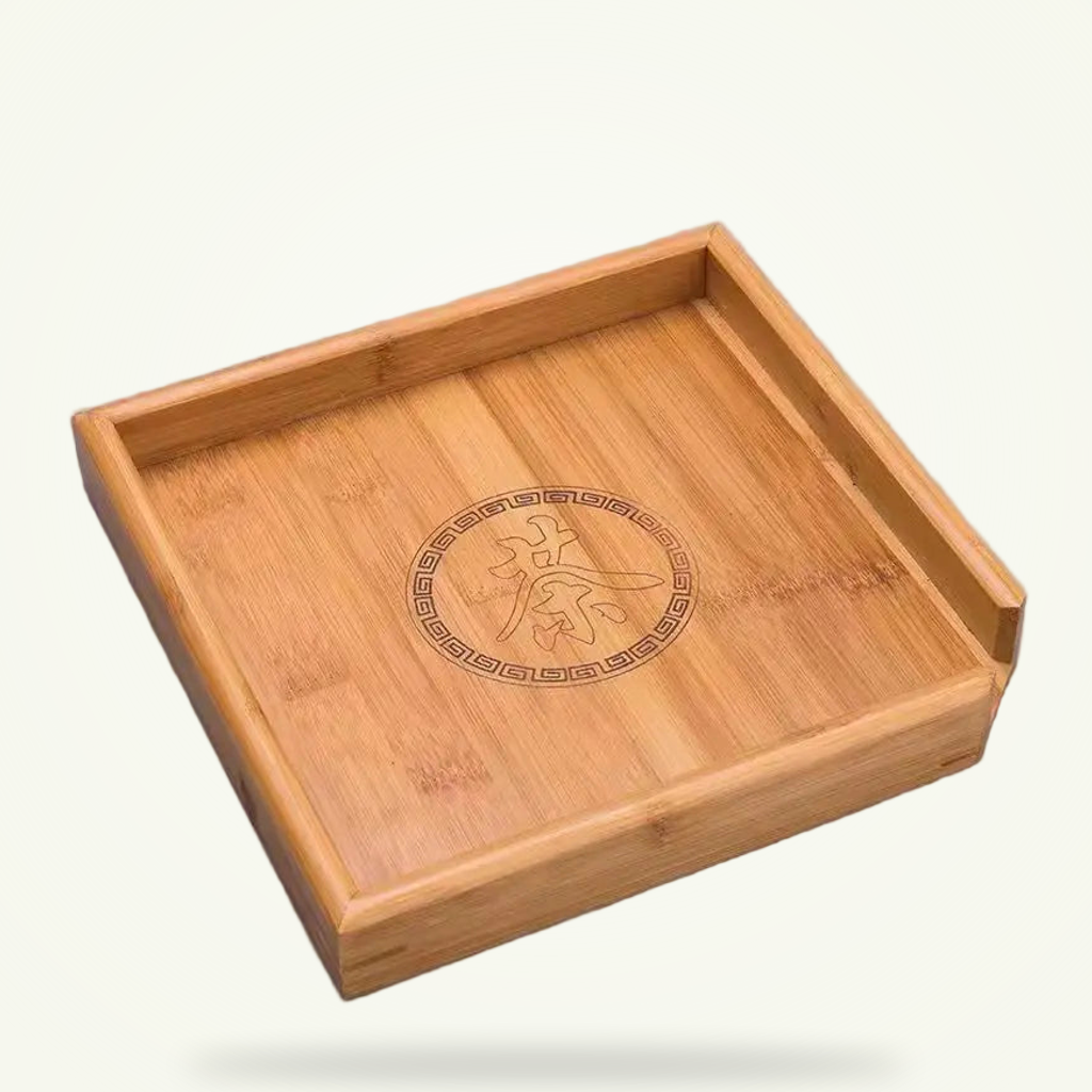 Dark bamboo, square shape, real compartments