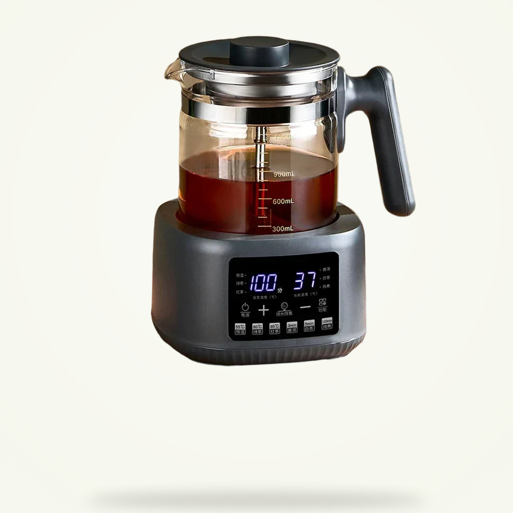Glass brewer with stainless steel precision
