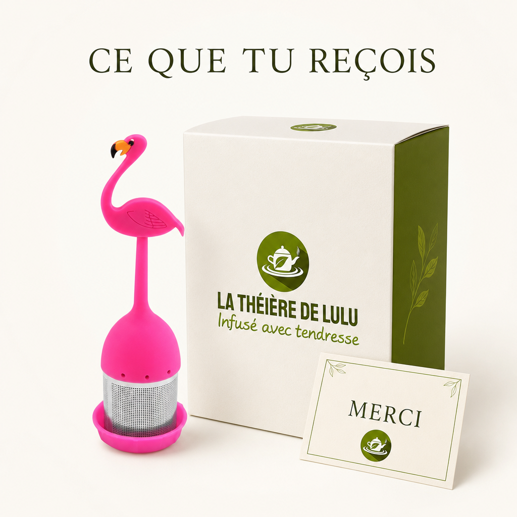 Un flamant rose prêt à infuser